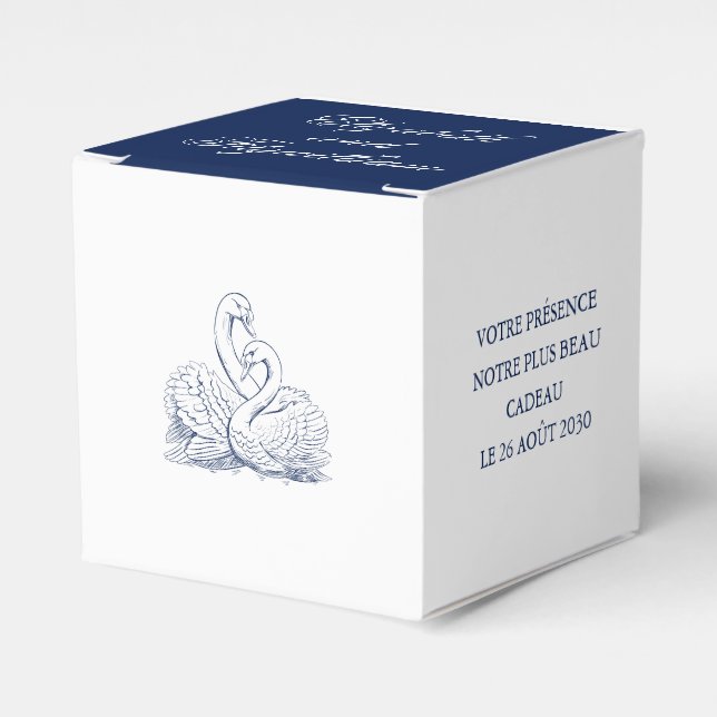 Minimalist Sketched Love Swans Wedding Favour Box (Front Side)