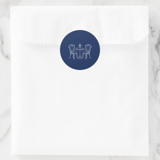 Minimalist Sketched Wedding Dinner Night Classic Round Sticker (Bag)