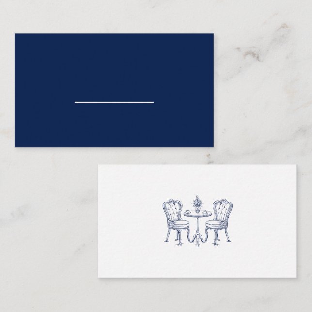 Minimalist Sketched Wedding Dinner Night Place Card (Front/Back)