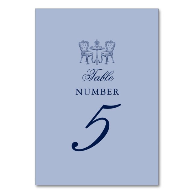 Minimalist Sketched Wedding Dinner Night  Table Number (Front)