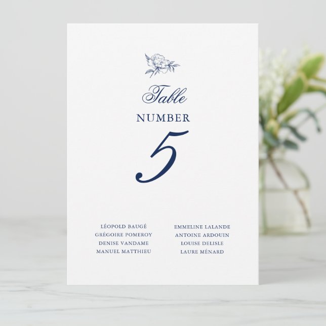 Minimalist Sketched Wedding Seating Chart Card (Standing Front)