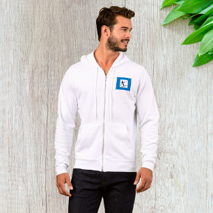Minimalist Ski Lift Symbol With Blue Border Hoodie