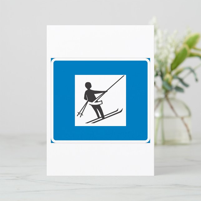 Minimalist Ski Lift Symbol With Blue Border Invitation (Creator Uploaded)