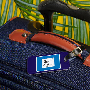 Minimalist Ski Lift Symbol With Blue Border Luggage Tag