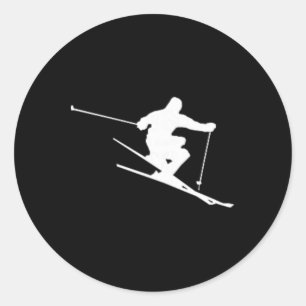 Minimalist Skier Freestyle Skiing Apres Ski Winter Classic Round Sticker