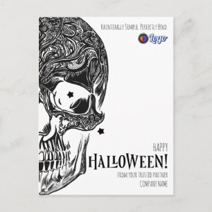 Minimalist Skull Halloween Modern Gothic Postcard
