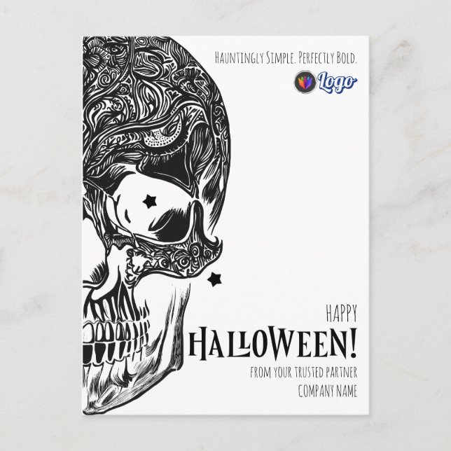Minimalist Skull Halloween Modern Gothic  Postcard (Front)