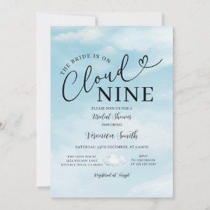 Minimalist Sky Blue Cloud Nine Bridal Shower Theme Invitation
