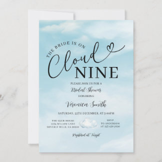 Minimalist Sky Blue Cloud Nine Bridal Shower Theme Invitation