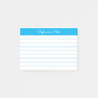 Minimalist Sky Blue Lined Personalised Post-it Notes