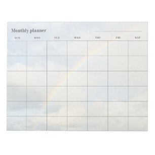 Minimalist sky Monthly planner, custom title Notepad