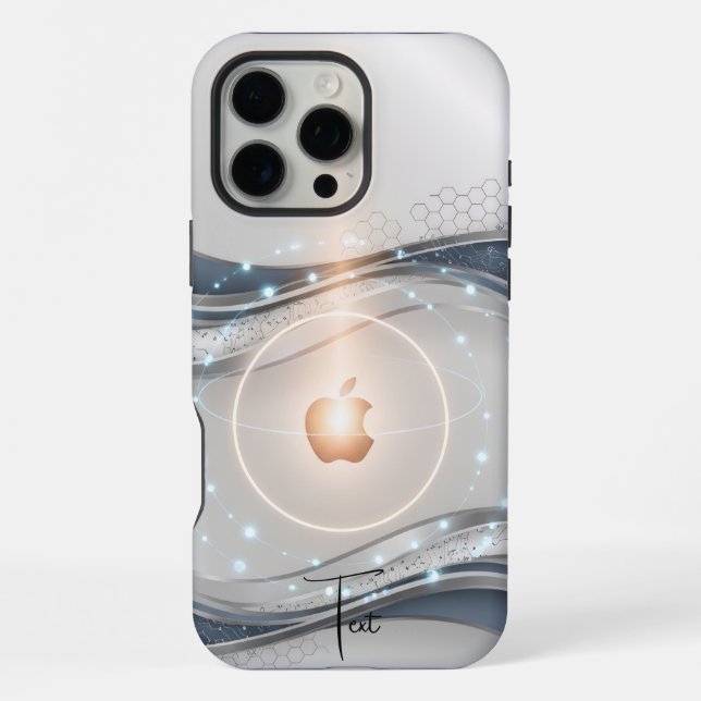 Minimalist Slate Blue Wave Design, Customisable  iPhone Case (Back)