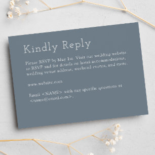 Minimalist Slate Grey Wedding RSVP Card
