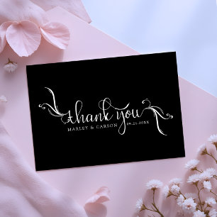 Minimalist Sleek Black Custom Wedding Thank You Card