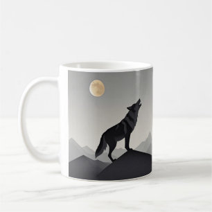 Minimalist Sleek wolf silhouette howling Coffee Mug