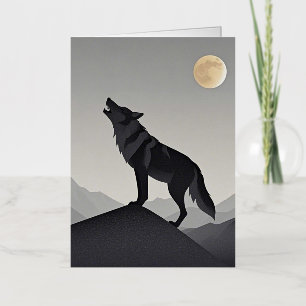 Minimalist Sleek wolf silhouette howling  Foil Greeting Card