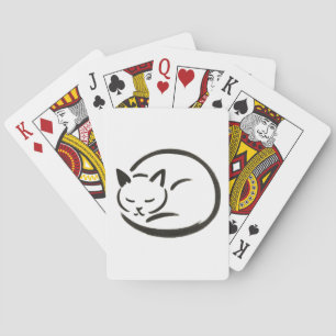 Minimalist Sleeping Cat – Ink Brush on Notebook Playing Cards
