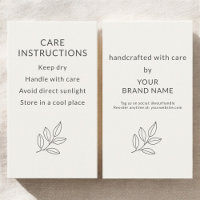 Minimalist Small Business Care Instructions