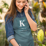 Minimalist Smoke Green Modern Large Initial Apron<br><div class="desc">A minimalist vertical design in an elegant style with a dusky green feature colour and large typographic initial monogram. The text can easily be customised for a design as unique as you are!</div>
