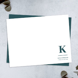 Minimalist Smoke Green Modern Large Initial Card