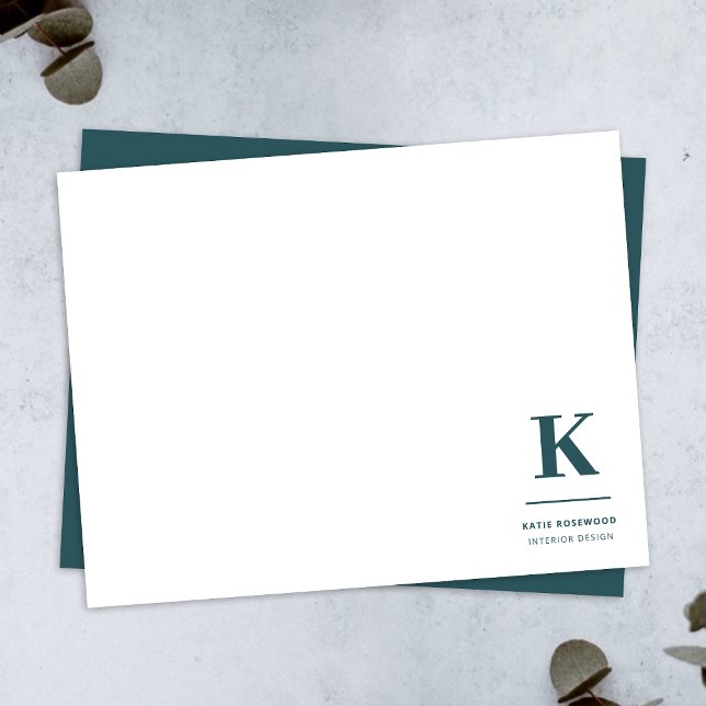 Minimalist Smoke Green Modern Large Initial Card (Creator Uploaded)