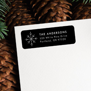 Minimalist Snowflake Black Holiday Return Address