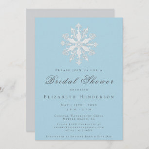 Minimalist Snowflake Bridal Shower   Ice Blue Invitation