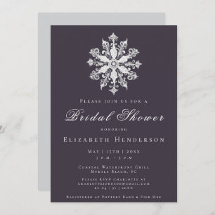 Minimalist Snowflake Bridal Shower   Plum Purple Invitation