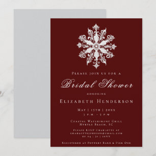 Minimalist Snowflake Bridal Shower Red Invitation