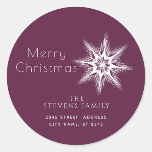 Minimalist snowflake  Merry Christmas Holiday Classic Round Sticker