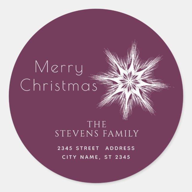 Minimalist snowflake  Merry Christmas Holiday Classic Round Sticker (Front)