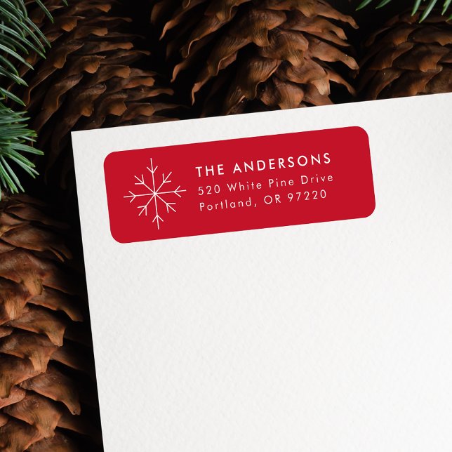 Minimalist Snowflake Red Holiday Return Address (Creator Uploaded)