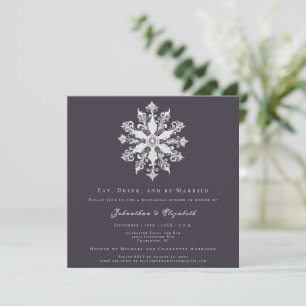 Minimalist Snowflake Rehearsal Dinner Plum Purple Invitation