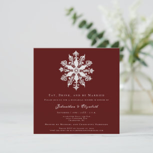 Minimalist Snowflake Rehearsal Dinner   Red Invitation