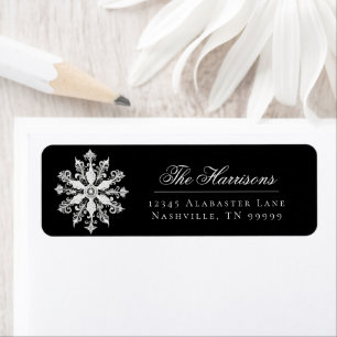 Minimalist Snowflake Wedding Address   Black