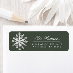 Minimalist Snowflake Wedding Address Green