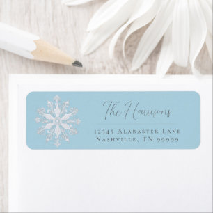 Minimalist Snowflake Wedding Address Ice Blue