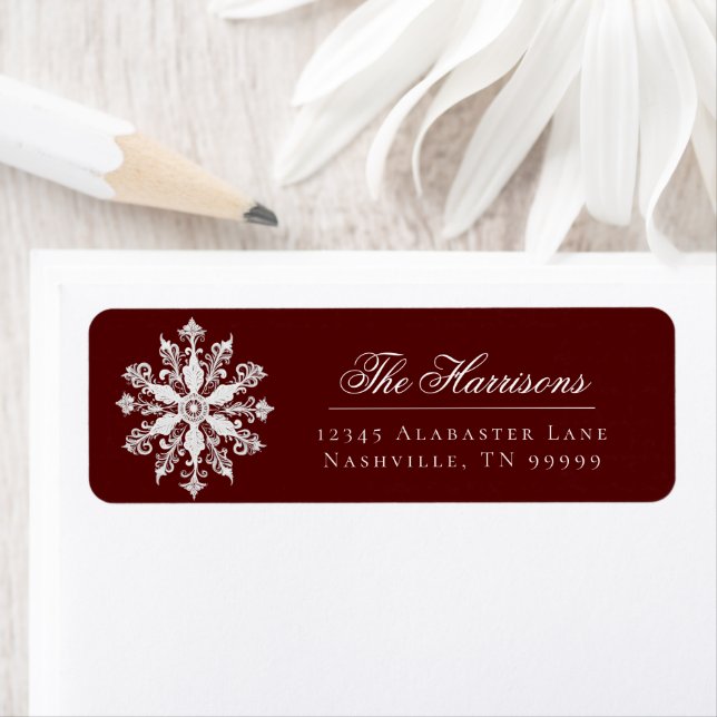 Minimalist Snowflake Wedding Address | Red (Insitu)