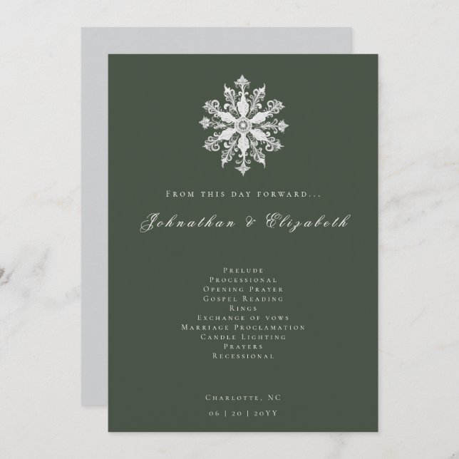 Minimalist Snowflake Wedding | Green Programme (Front/Back)