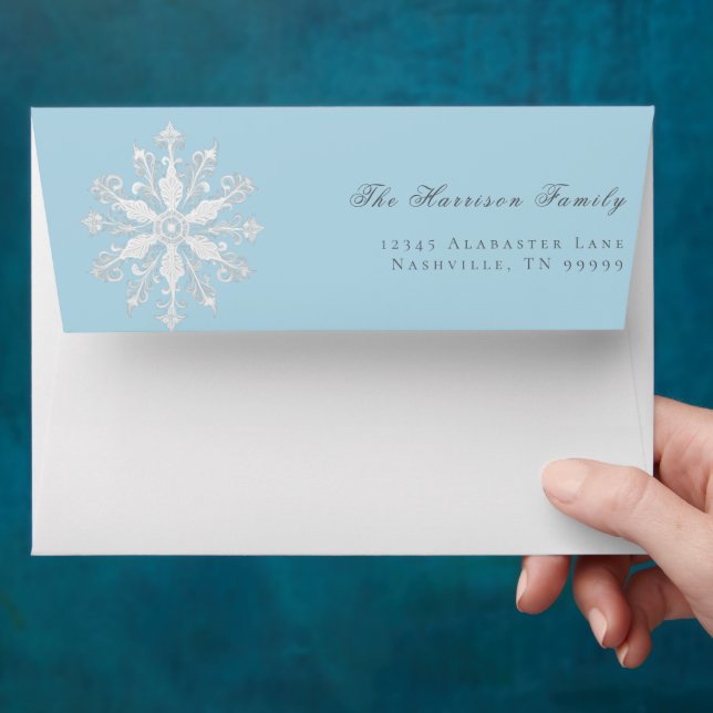 Minimalist Snowflake Wedding | Ice Blue Envelope (Hand)