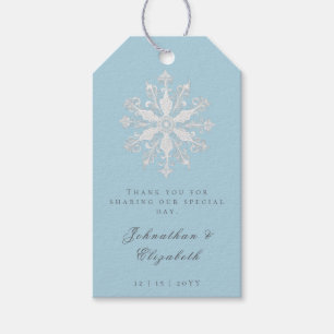 Minimalist Snowflake Wedding Ice Blue Favour Gift Tags
