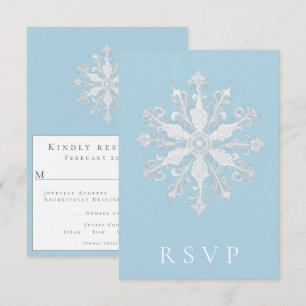 Minimalist Snowflake Wedding   Ice Blue RSVP Card