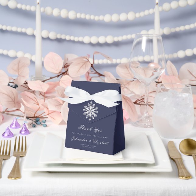 Minimalist Snowflake Wedding | Navy Blue Favour Box (Wedding)