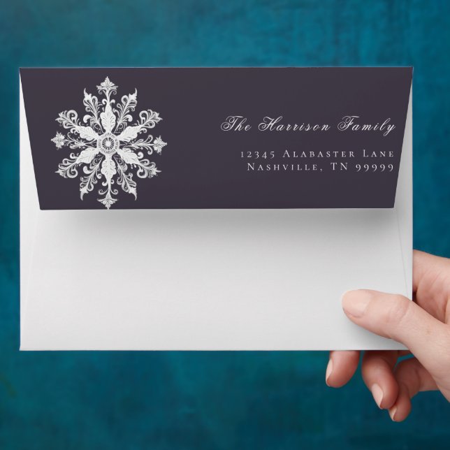 Minimalist Snowflake Wedding | Plum Purple Envelope (Hand)