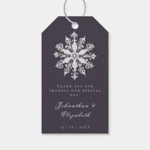 Minimalist Snowflake Wedding Plum Purple Favor Gift Tags
