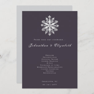 Minimalist Snowflake Wedding   Plum Purple Programme