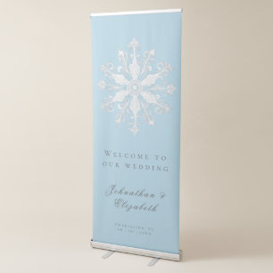 Minimalist Snowflake Wedding Welcome   Ice Blue Retractable Banner