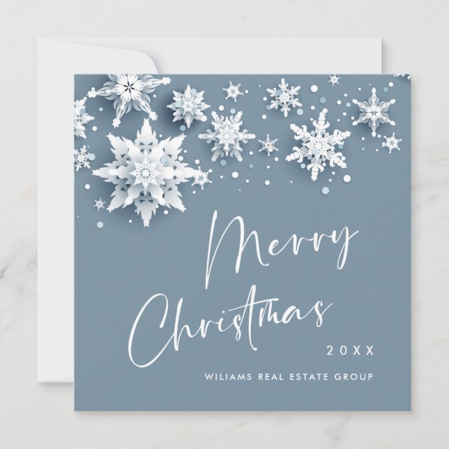 Minimalist Snowflakes Christmas Greeting Holiday Card (Front)