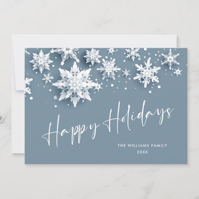 Minimalist Snowflakes Christmas Greeting Holiday Card (Front)