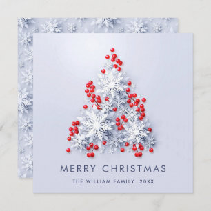 Minimalist Snowflakes Christmas Tree Greeting Holiday Card